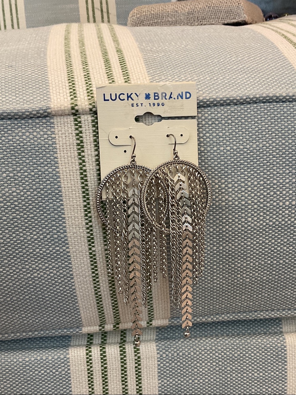 Lucky Brand Silver Multi-Chain Hoop Fringe Earrings